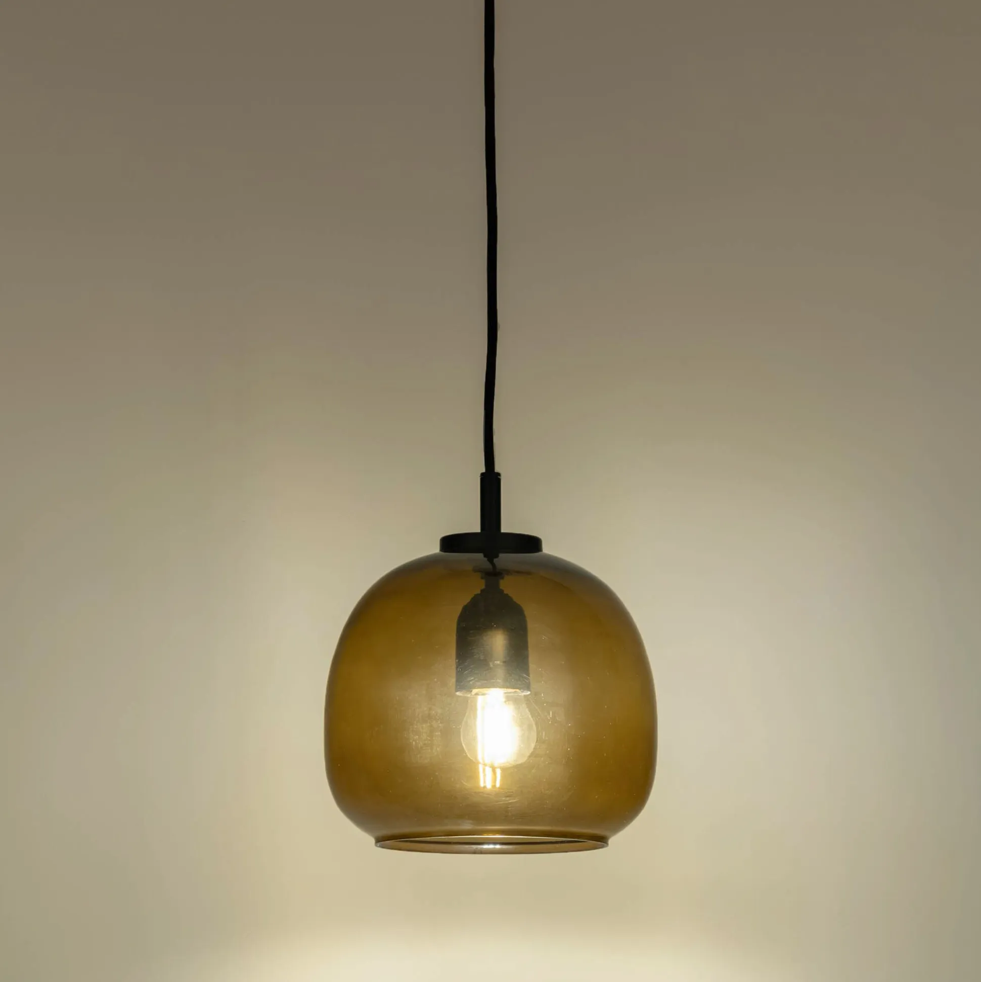 Suspension électrifiée en verre D20cm - marron