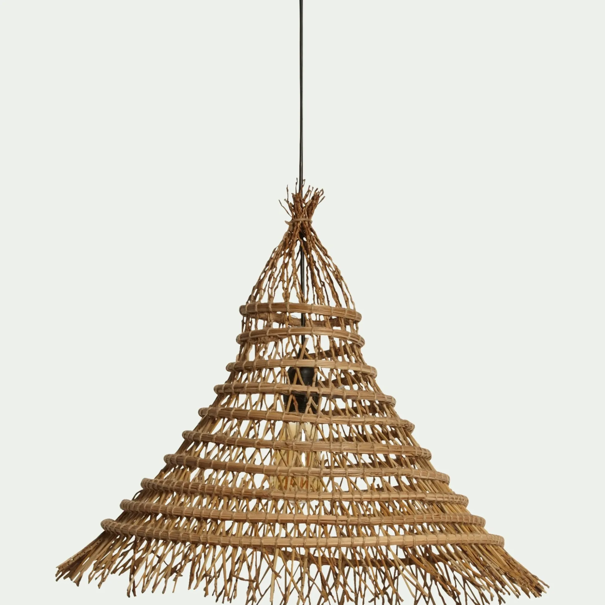 Suspension électrifiée fait main E27 en palmier D50cm - naturel