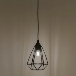 Suspension électrifiée géométrique E27 en acier D17,5cm - noir