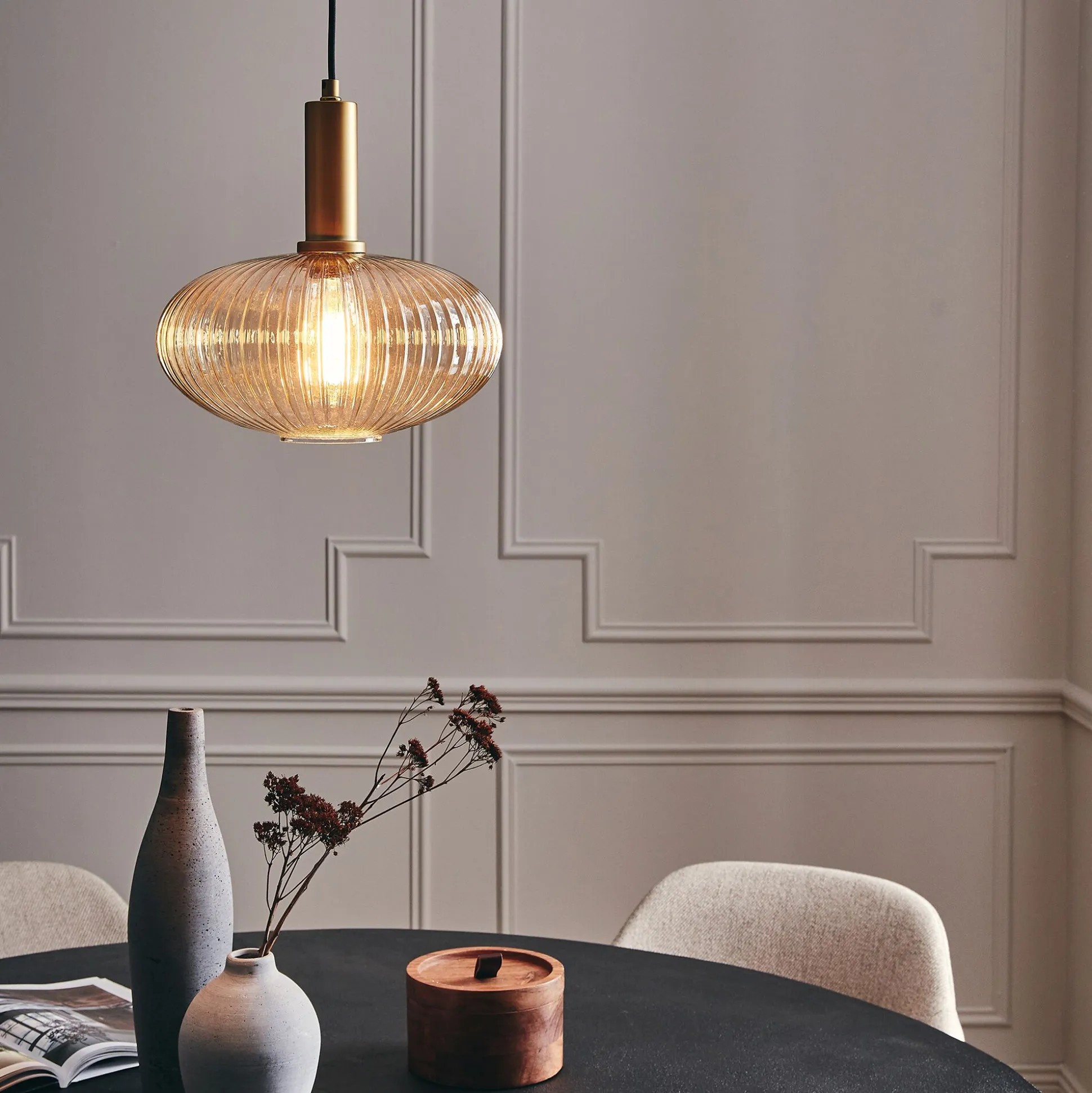 Suspension électrifié en métal et verre D30cm - doré