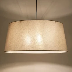 Suspension électrifiée tambour en lin et coton D78cm - beige roucas