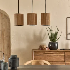 Suspension électrifiée triple en bambou L61cm - naturel