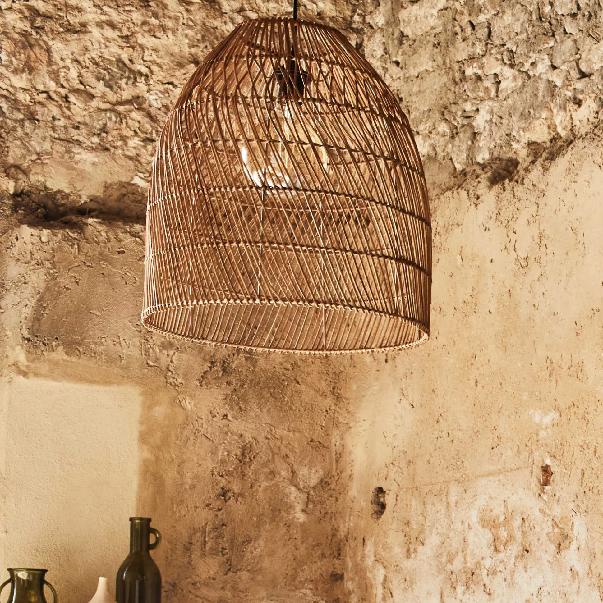 Suspension naturelle non électrifiée en rotin D43cm - naturel