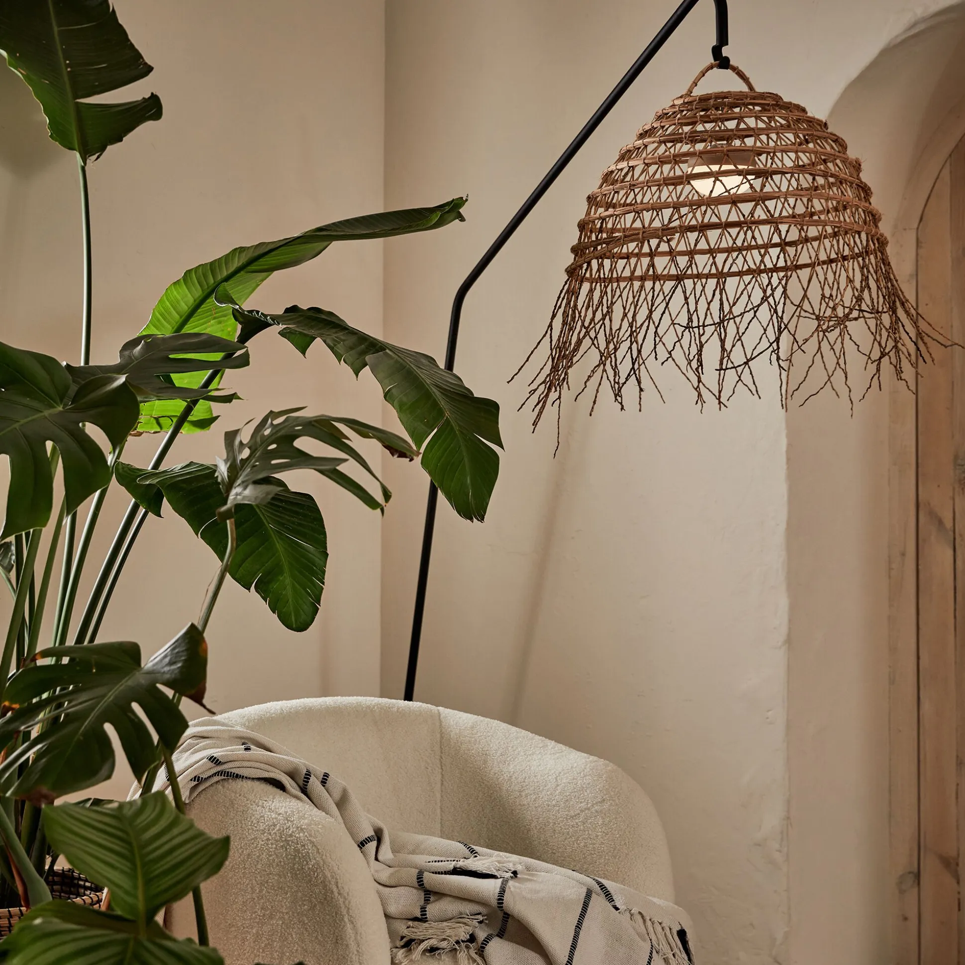 Suspension non électrifiée en fibres de palmier D50cm - naturel