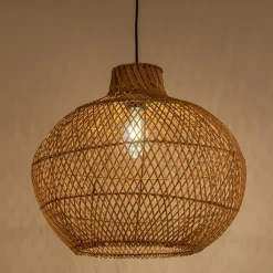 Suspension non électrifiée en rotin et fer - naturel D46cm
