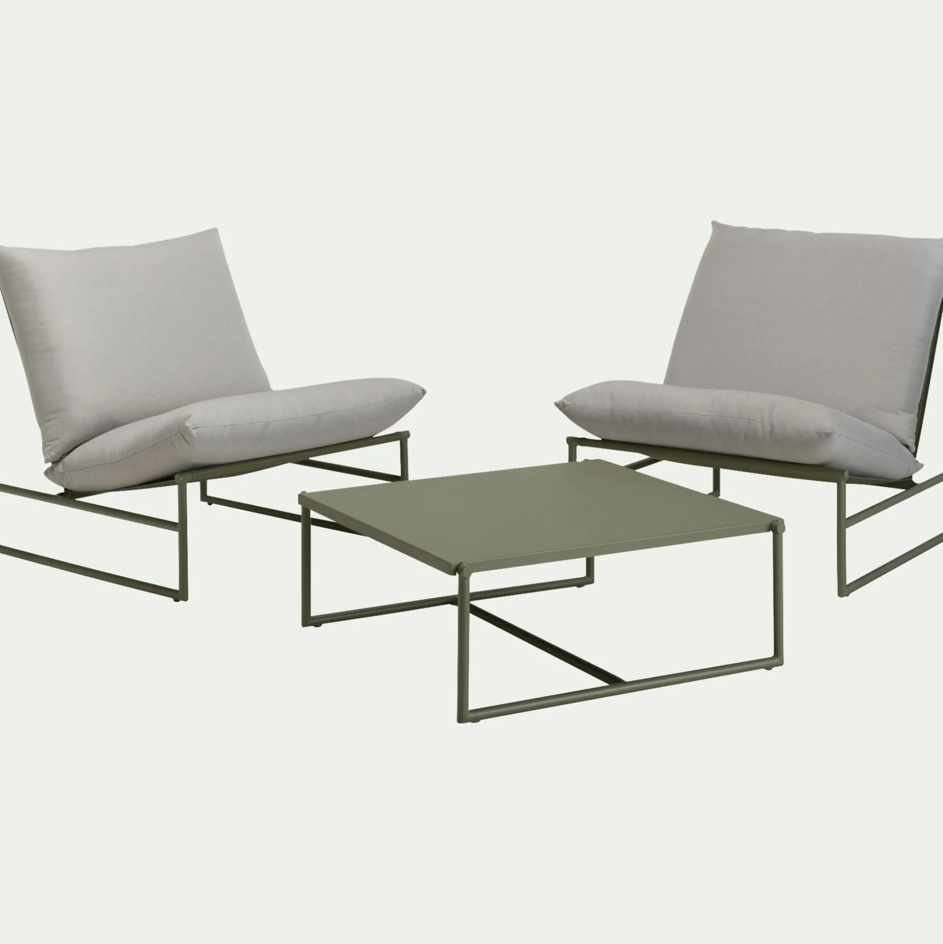 Table basse de jardin carrée en aluminium - vert cèdre