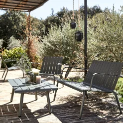 Table basse de jardin en aluminium - vert cèdre
