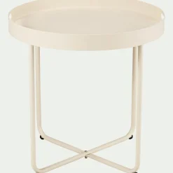 Table basse de jardin ronde en acier - beige roucas