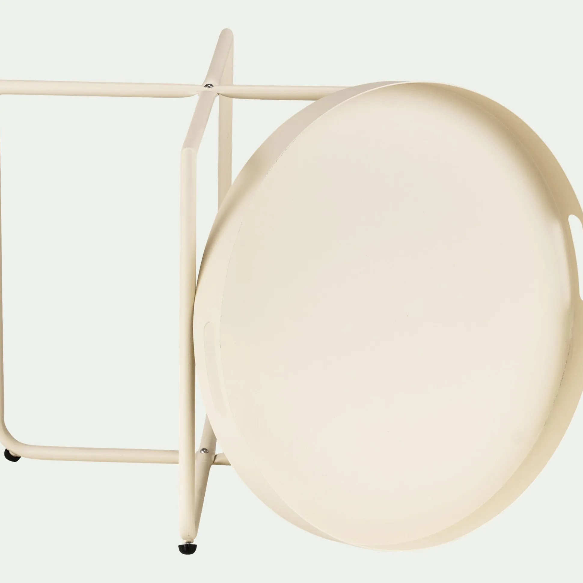 Table basse de jardin ronde en acier - beige roucas