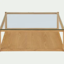 Table basse en chêne et verre L92x92cm - bois clair