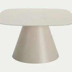 Table basse en verre trempé et acier L70cm - blanc écru