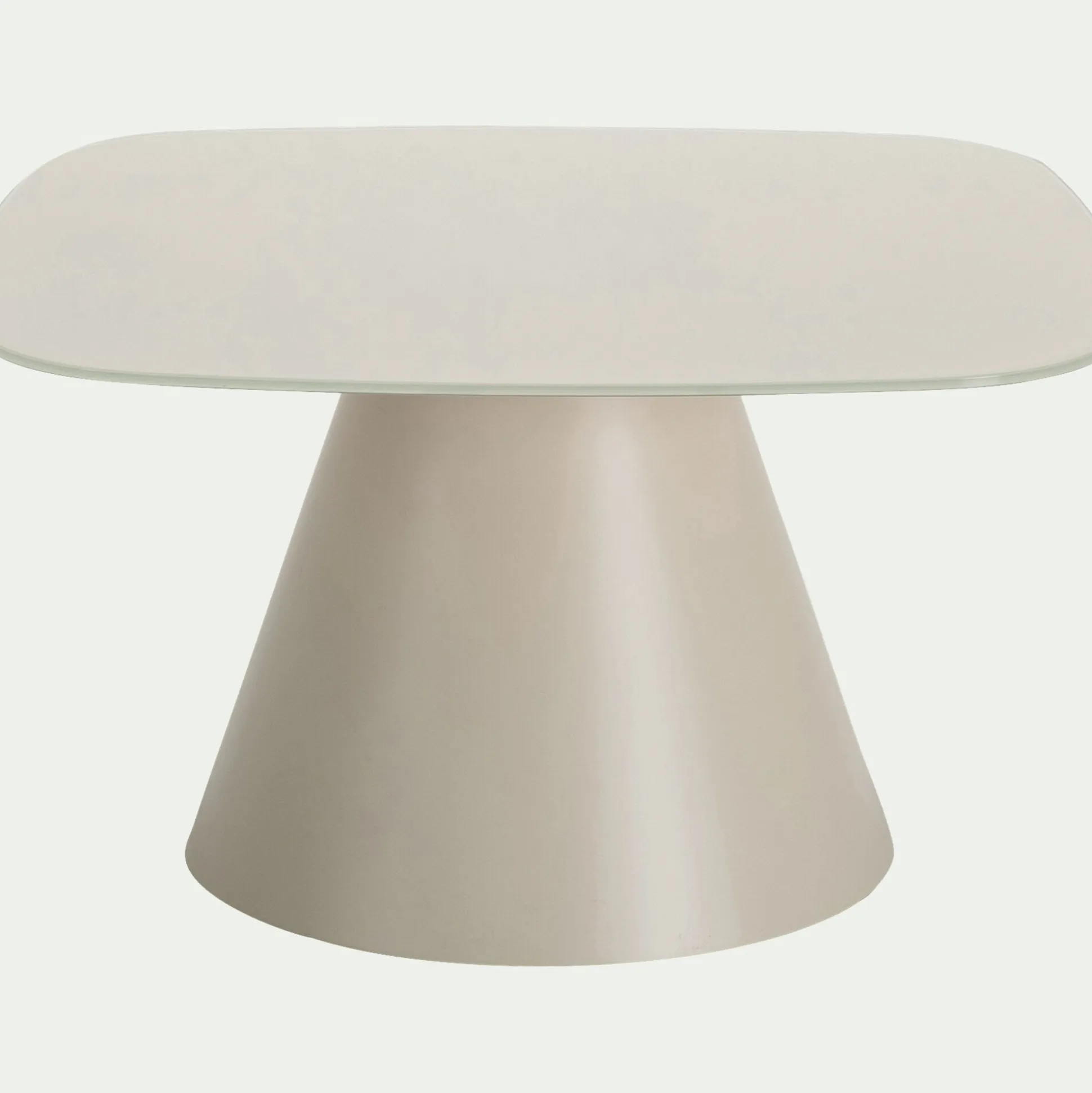 Table basse en verre trempé et acier L70cm - blanc écru