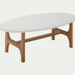 Table basse ovale en bois L126xl70cm - blanc
