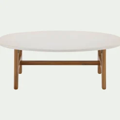 Table basse ovale en bois L126xl70cm - blanc