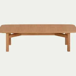 Table basse rectangle en plaqué chêne et piètement en chêne