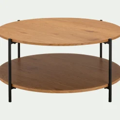 Table basse ronde en bois et acier - bois clair