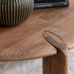 Table basse ronde en chêne massif D81cm - bois foncé