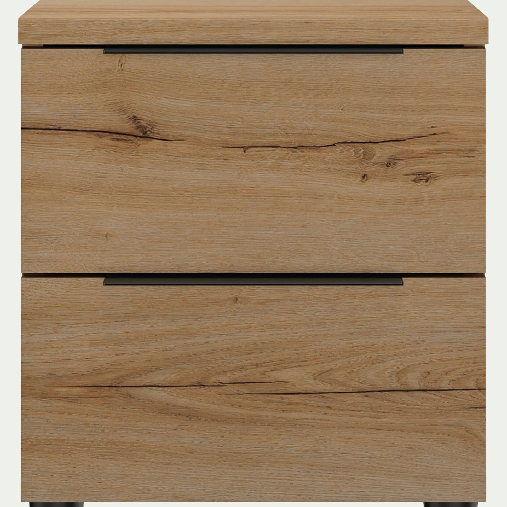 Table de chevet en bois 2 tiroirs L40xl36xH43cm- bois clair