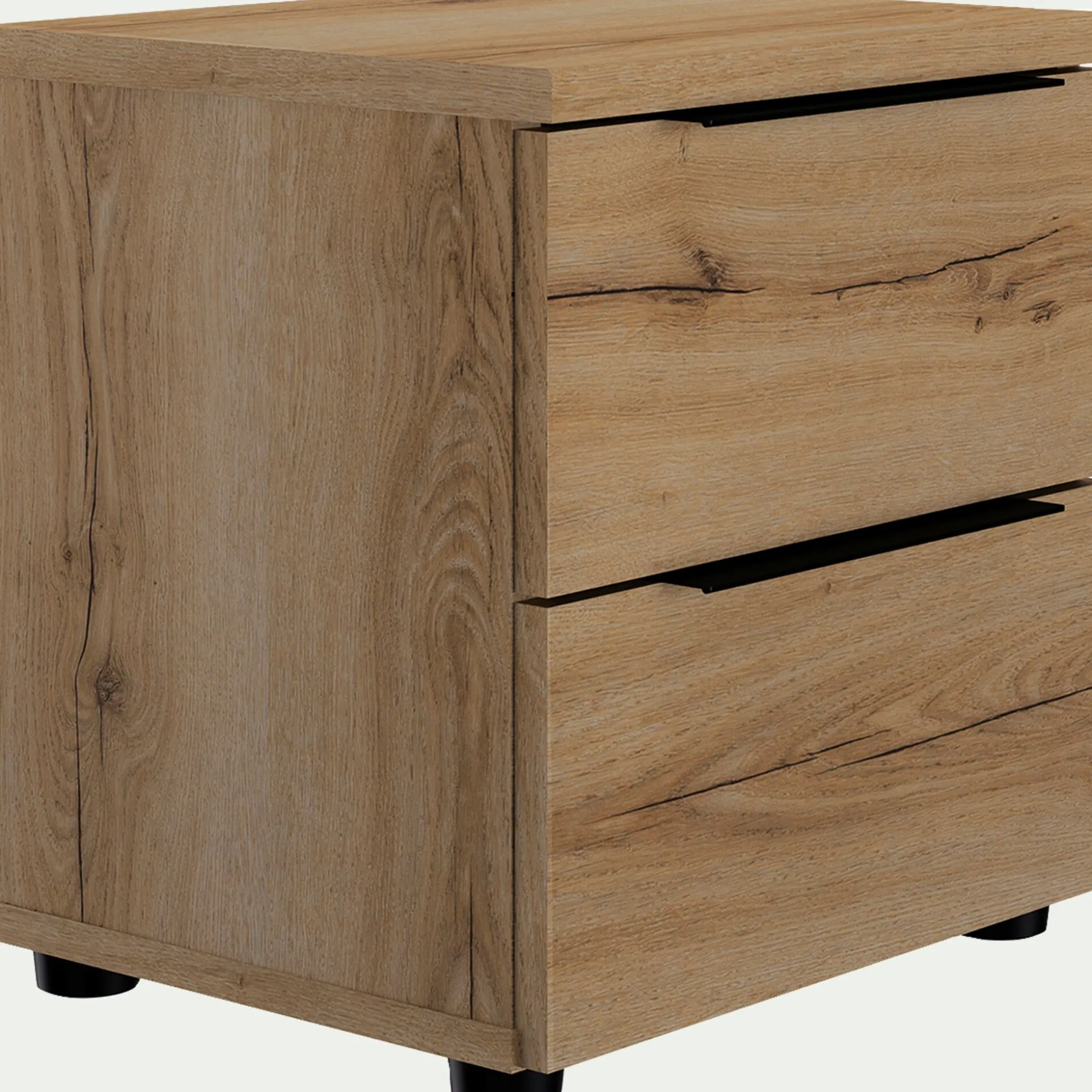 Table de chevet en bois 2 tiroirs L40xl36xH43cm- bois clair