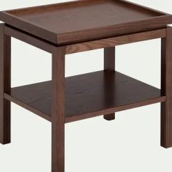 Table de chevet en chêne L45xl35xH45cm - bois foncé