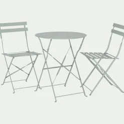 Table de jardin pliante en acier - vert olivier (2 places)