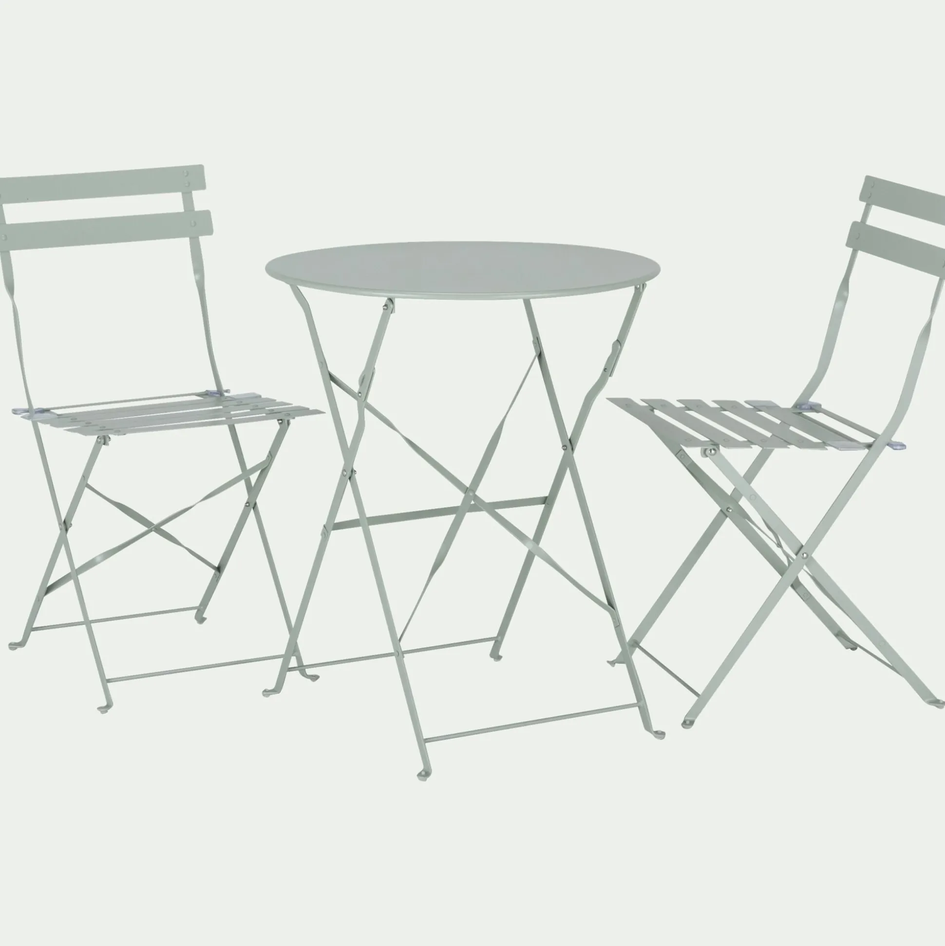 Table de jardin pliante en acier - vert olivier (2 places)