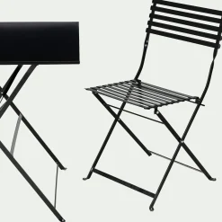 Table de jardin pliante en acier - noir (2 places)