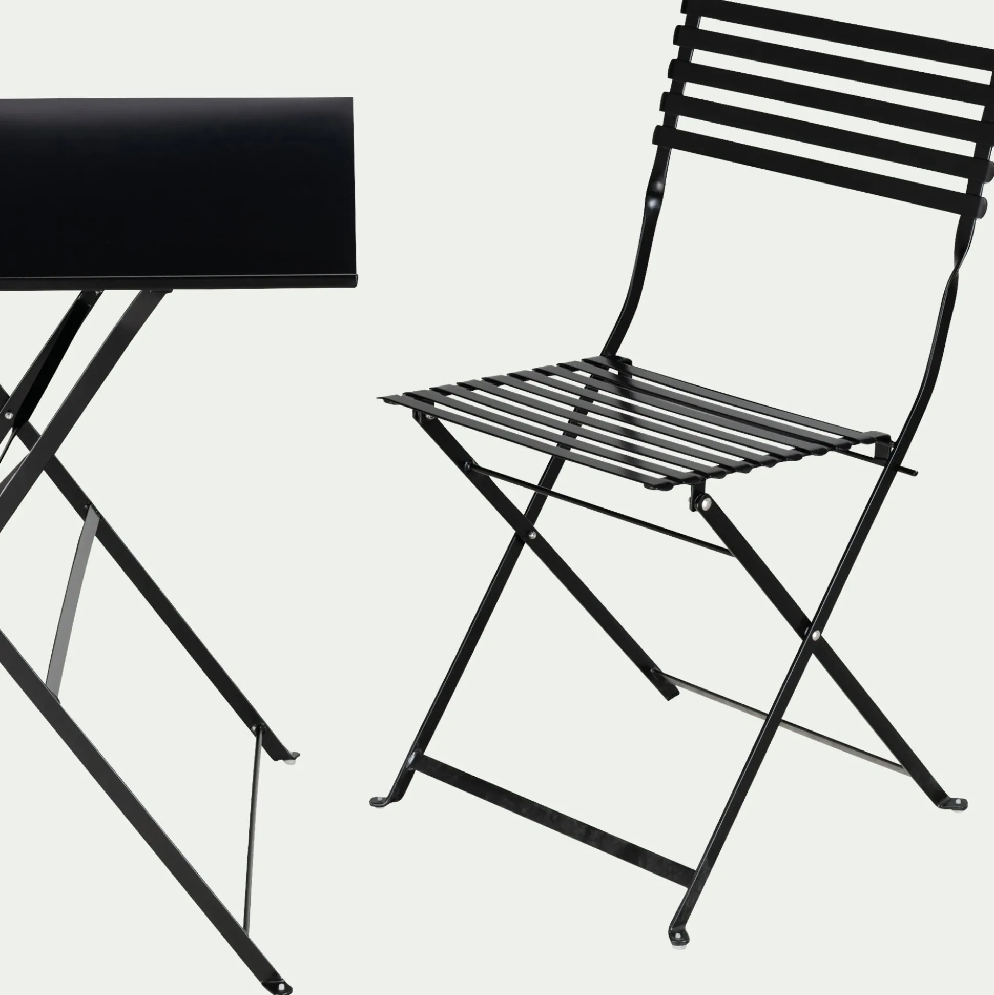 Table de jardin pliante en acier - noir (2 places)