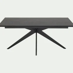 Table de repas extensible en céramique et verre trempé - noir (6 à 10 places)