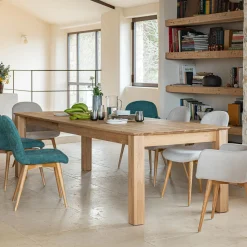 Table de repas extensible en chêne - bois clair (8 à 12 places)