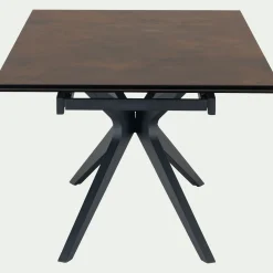 Table de repas extensible en métal et céramique - bronze (10 à 12 places)