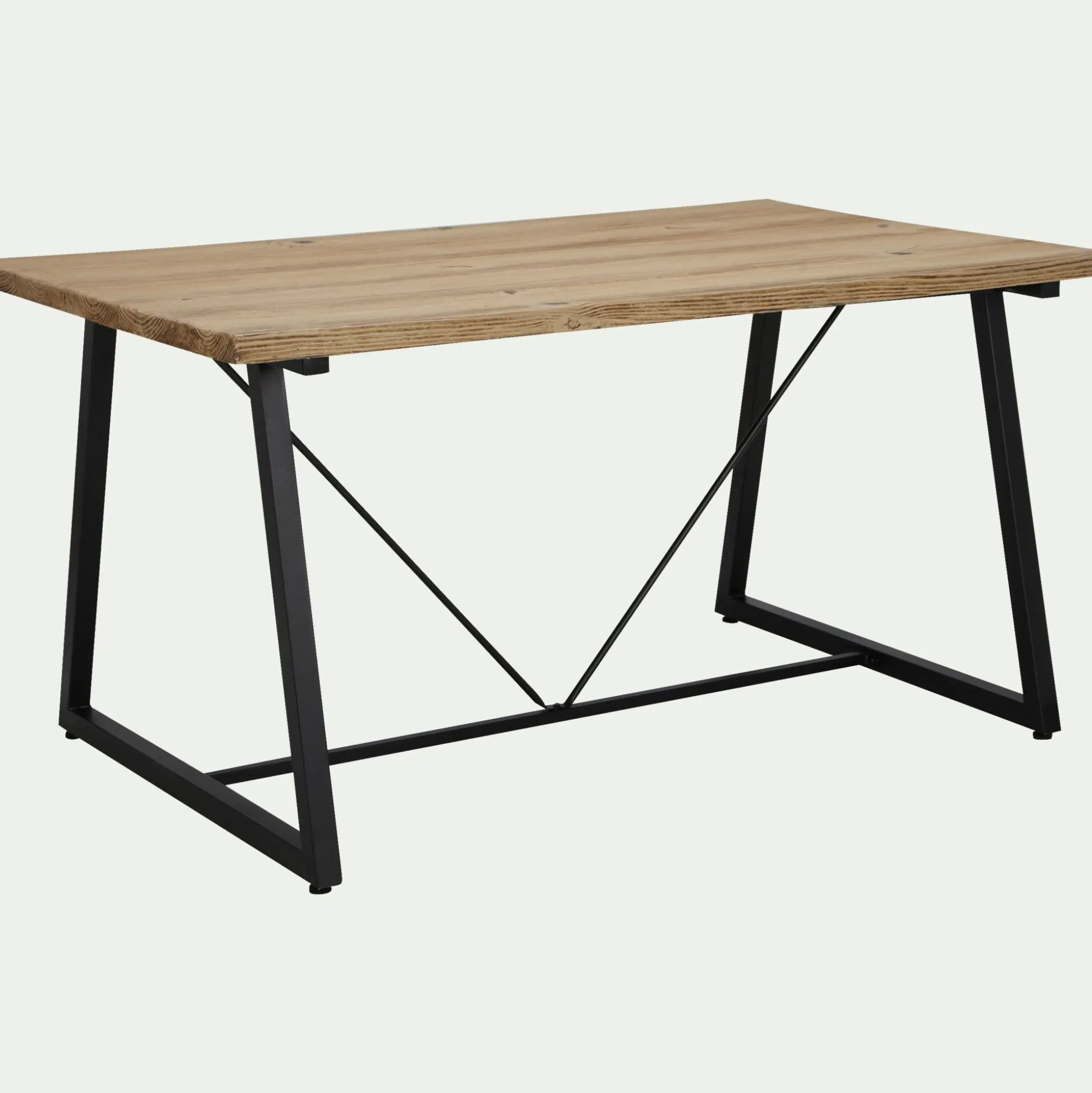Table de repas jardin en magnésium effet bois et fer - bois clair (6 places)