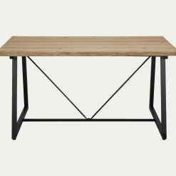 Table de repas jardin en magnésium effet bois et fer - bois clair (6 places)