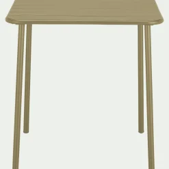 Table de repas jardin fixe carrée en acier - vert kaki (2 places)