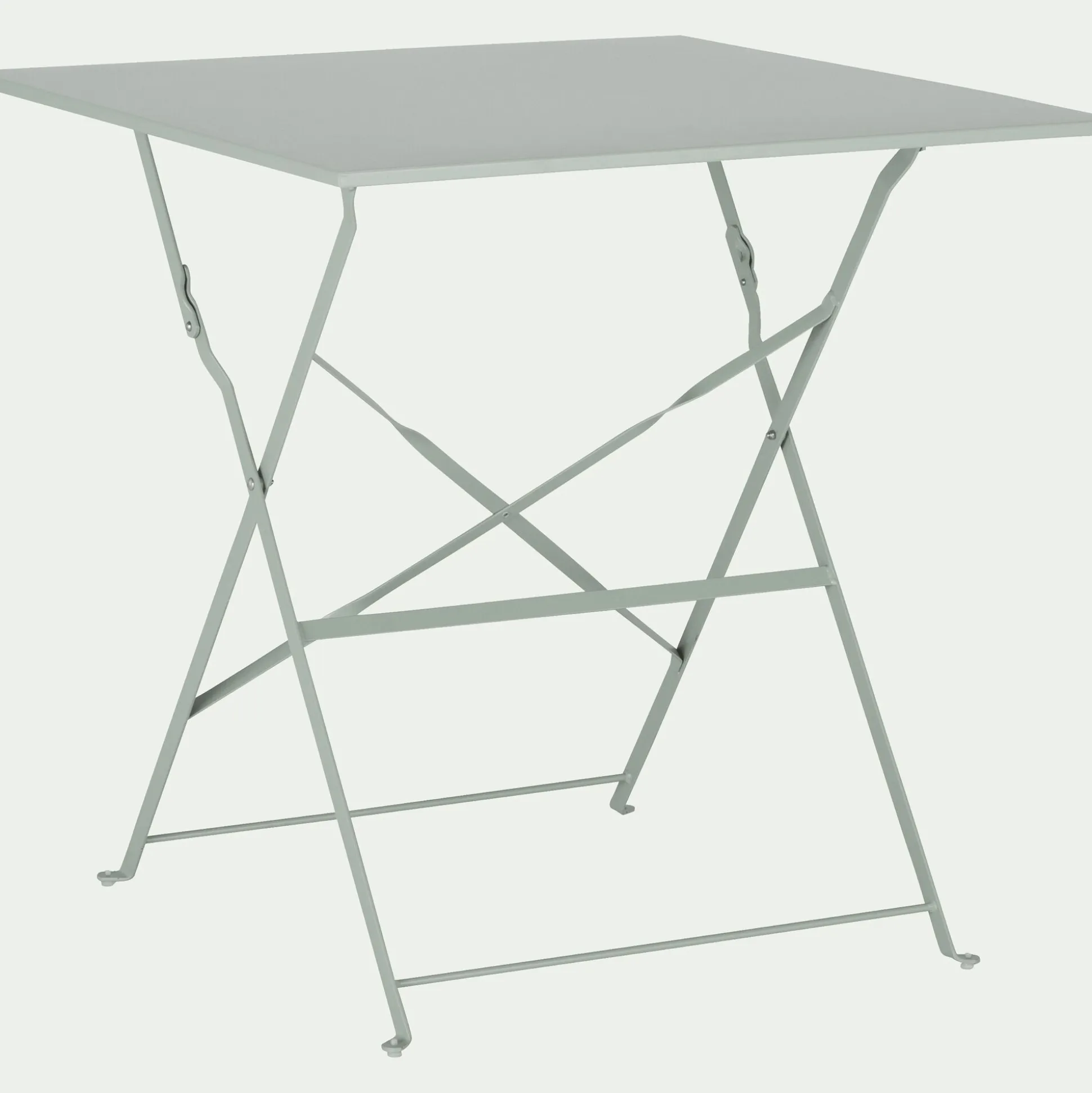 Table de repas jardin pliante en acier - vert olivier (2 places)