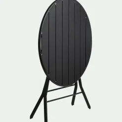 Table de repas jardin ronde en acier - noir (2 places)