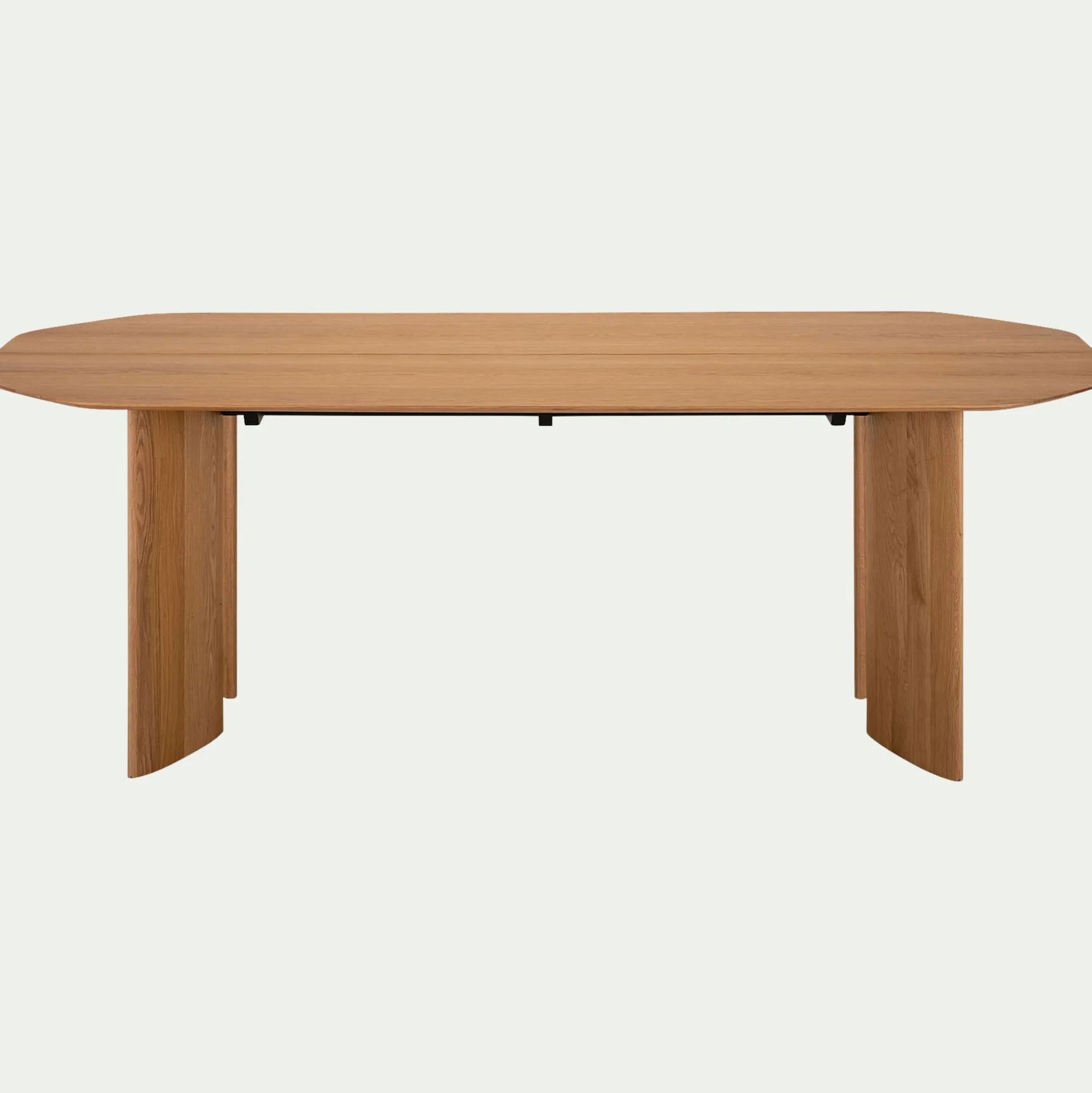 Table de repas ovale fixe en chêne massif - bois clair (8 places)