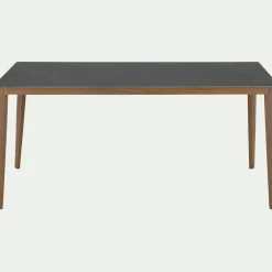Table de repas rectangulaire en pierre et acier - gris anthracite (10 places)
