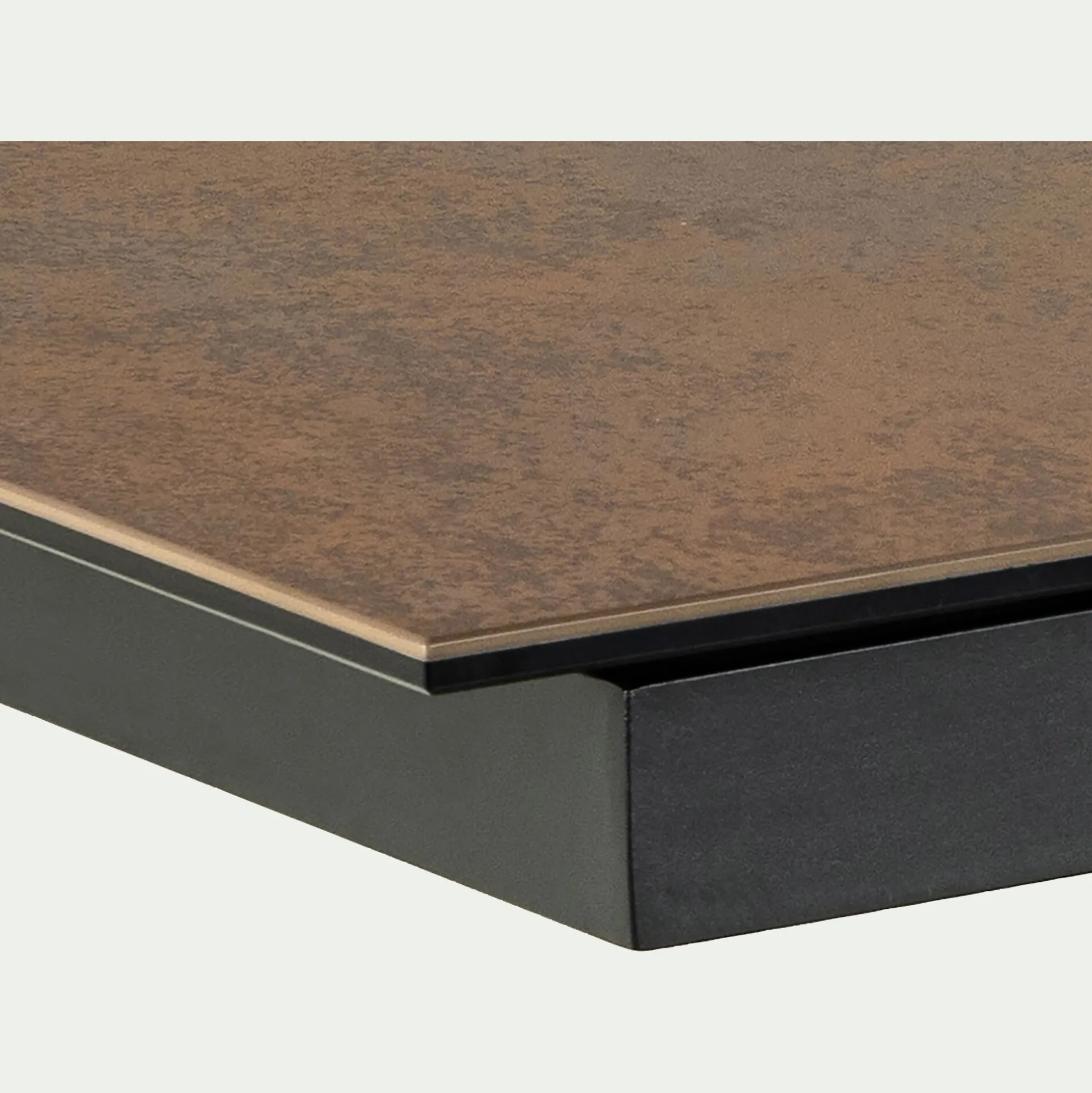 Table de repas rectangulaire extensible en céramique - bronze (6 à 8 places)