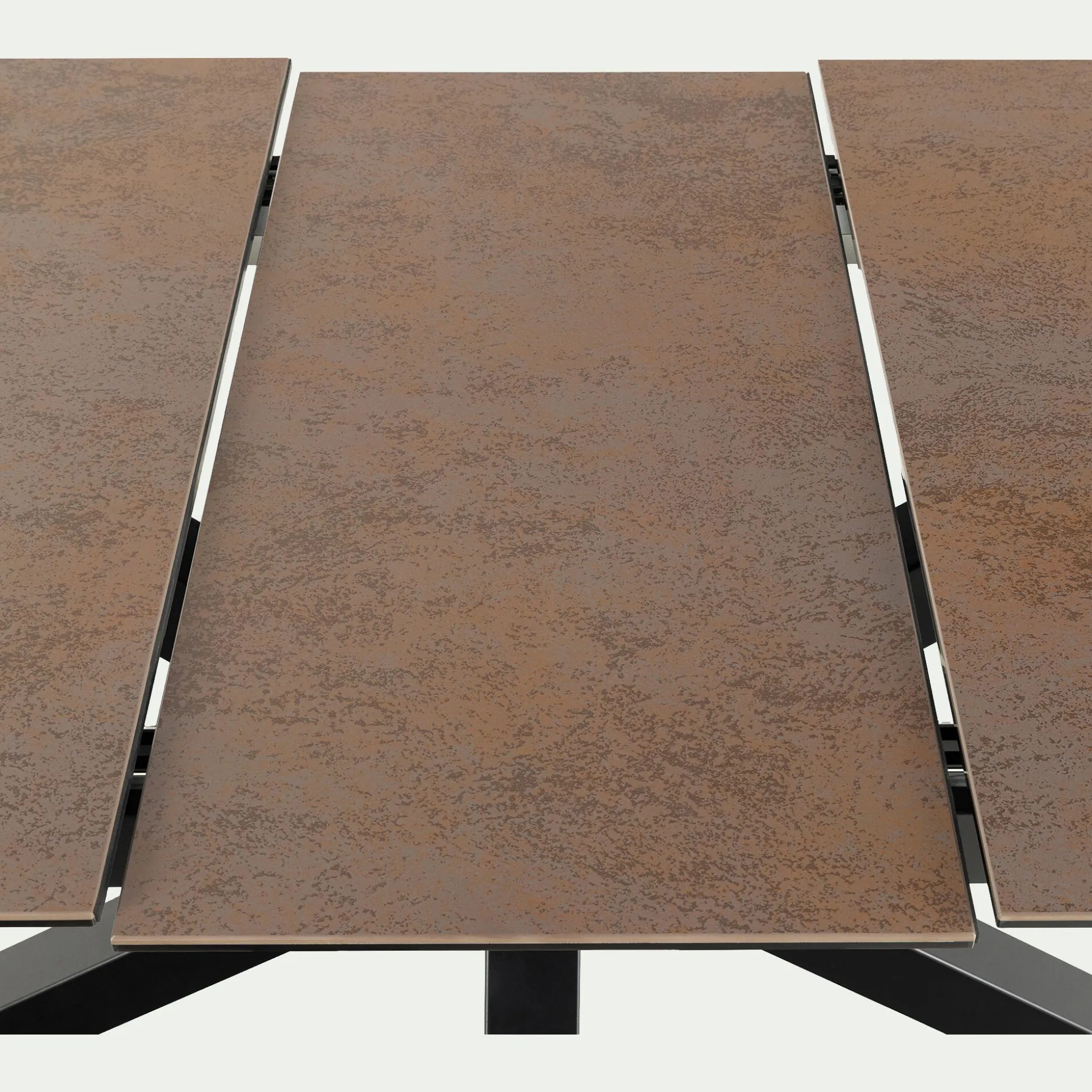 Table de repas rectangulaire extensible en céramique - bronze (6 à 8 places)