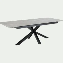 Table de repas rectangulaire extensible en céramique - gris (6 à 8 places)