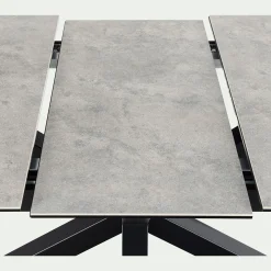 Table de repas rectangulaire extensible en céramique - gris (6 à 8 places)