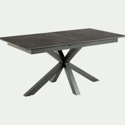 Table de repas rectangulaire extensible en céramique - noir (6 à 8 places)