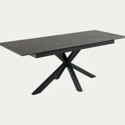 Table de repas rectangulaire extensible en céramique - noir (6 à 8 places)
