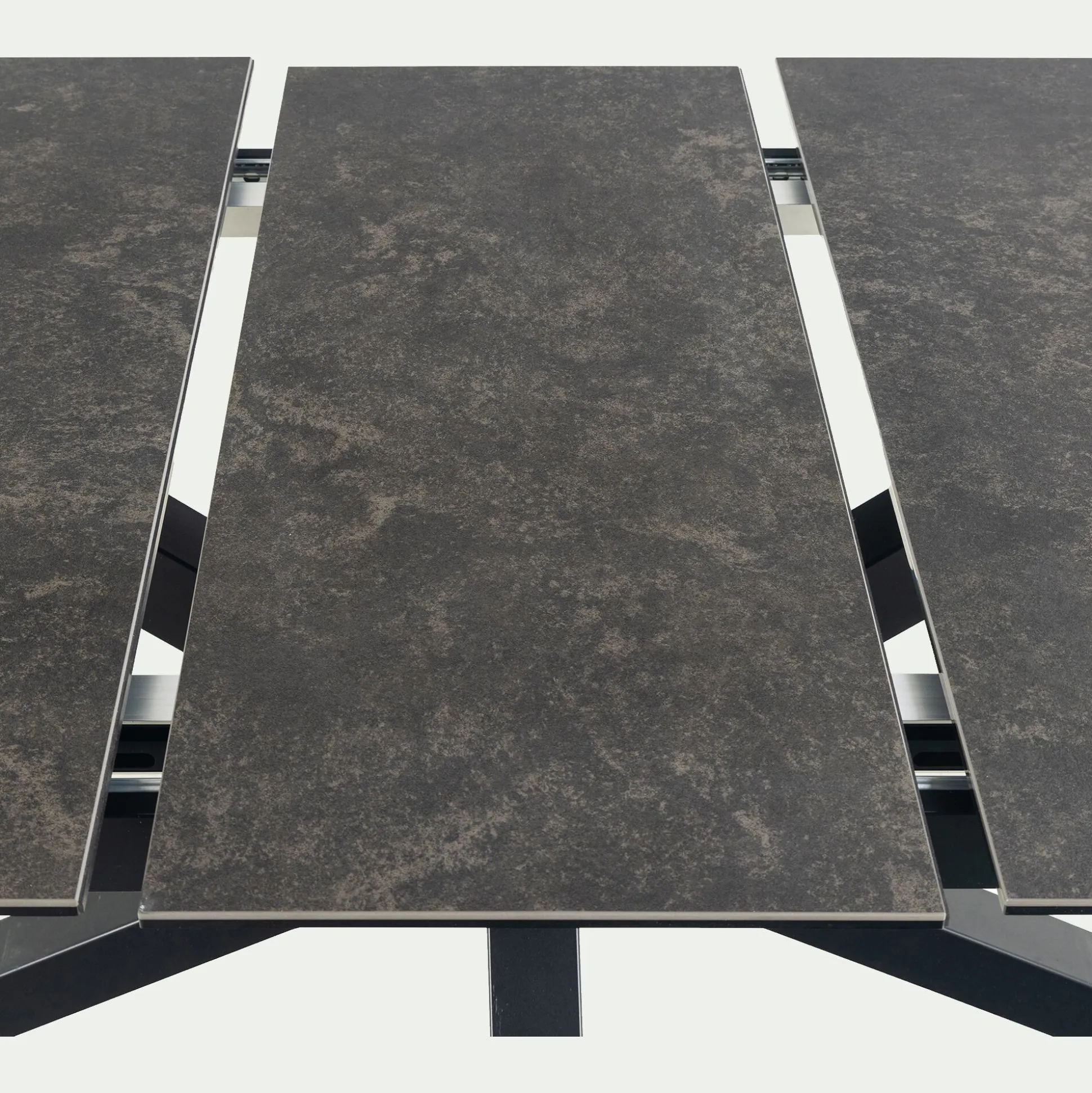 Table de repas rectangulaire extensible en céramique - noir (6 à 8 places)