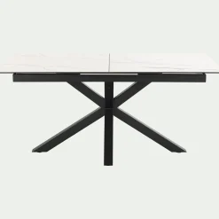 Table de repas rectangulaire extensible en céramique - blanc (6 à 8 places)