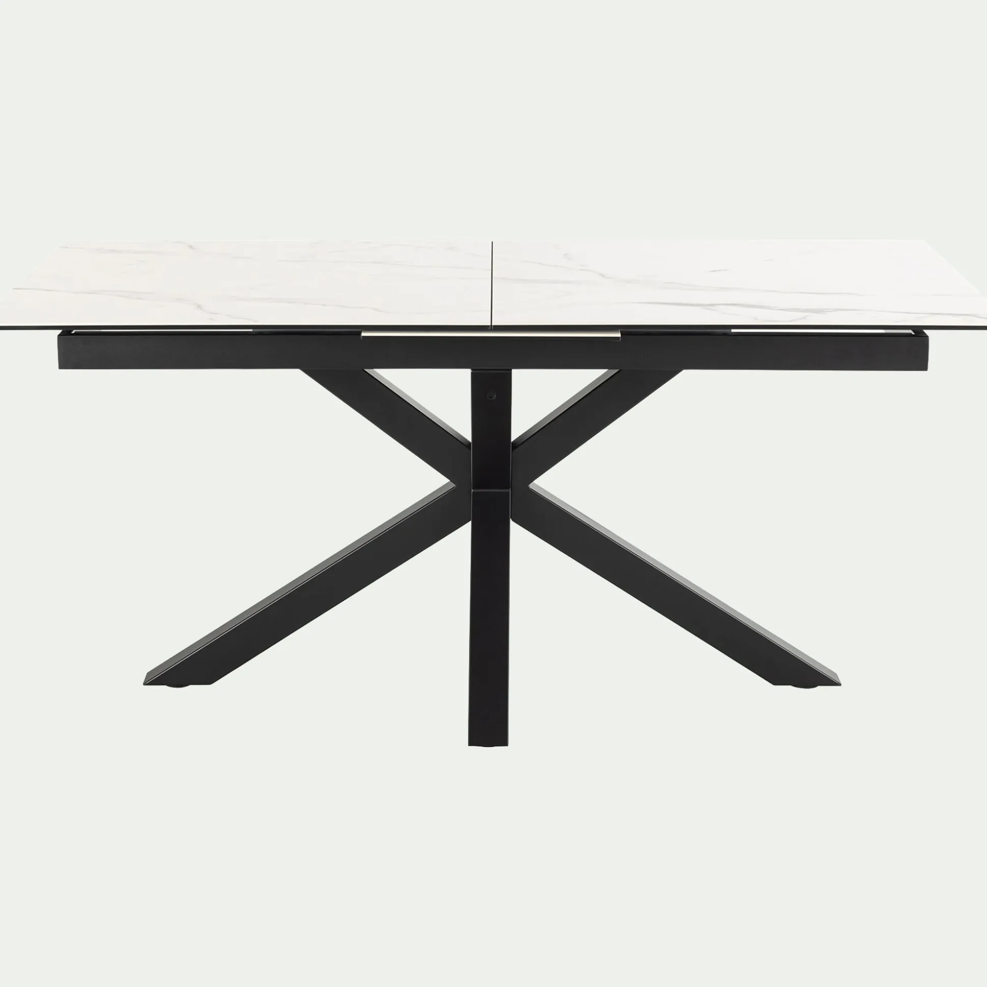 Table de repas rectangulaire extensible en céramique - blanc (6 à 8 places)
