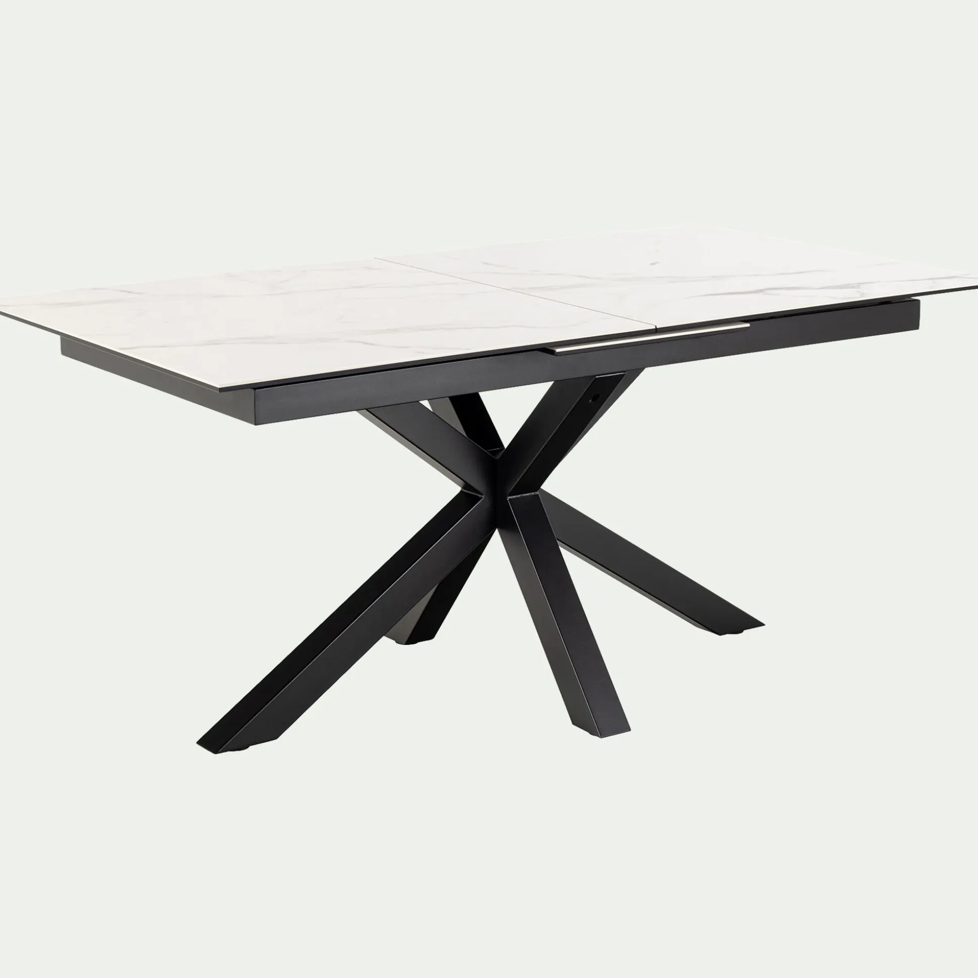 Table de repas rectangulaire extensible en céramique - blanc (6 à 8 places)