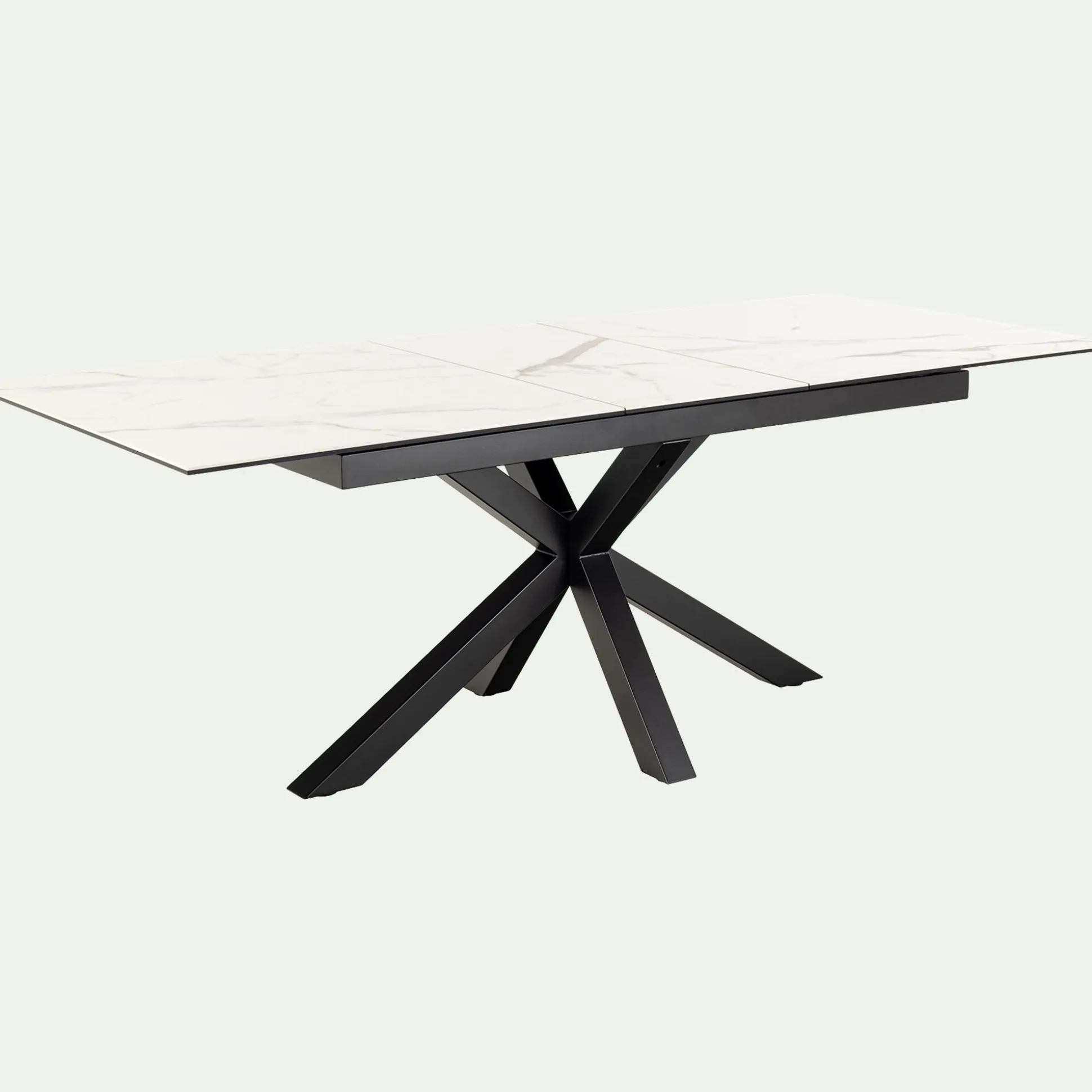 Table de repas rectangulaire extensible en céramique - blanc (6 à 8 places)