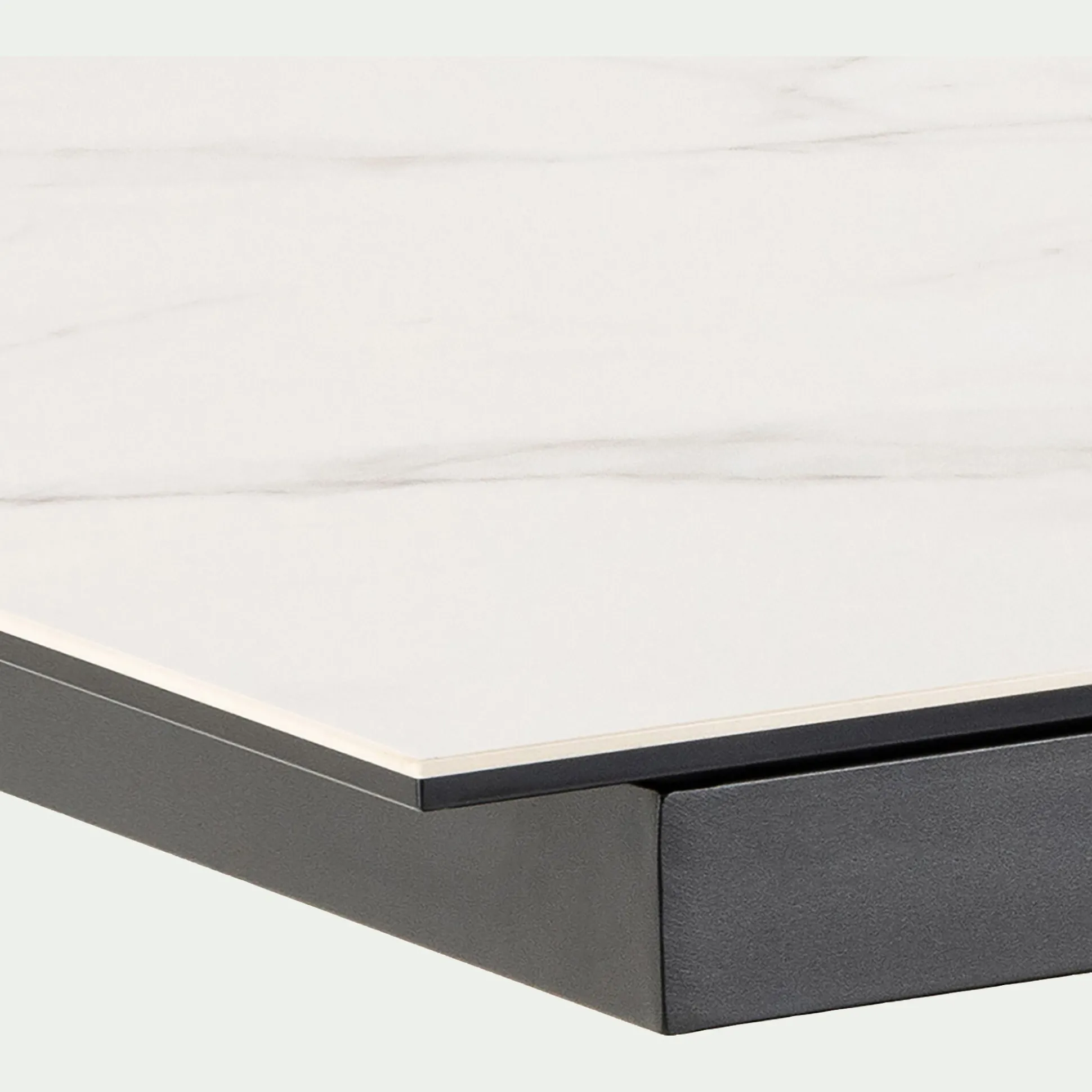 Table de repas rectangulaire extensible en céramique - blanc (6 à 8 places)